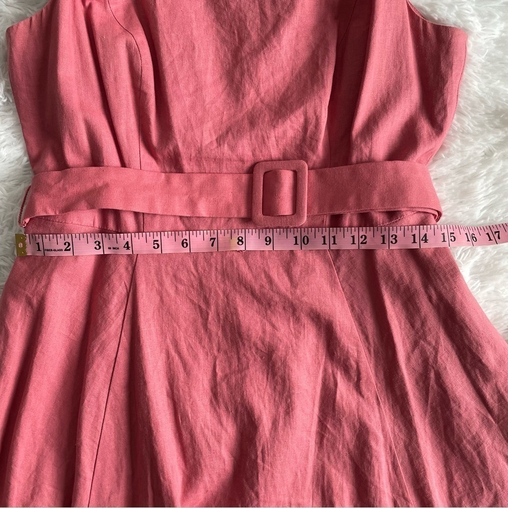 Gal Meets Glam | Ruth Belted Fit & Flare Dress in Rosemist,  linen blend, 10P - Picture 6 of 15